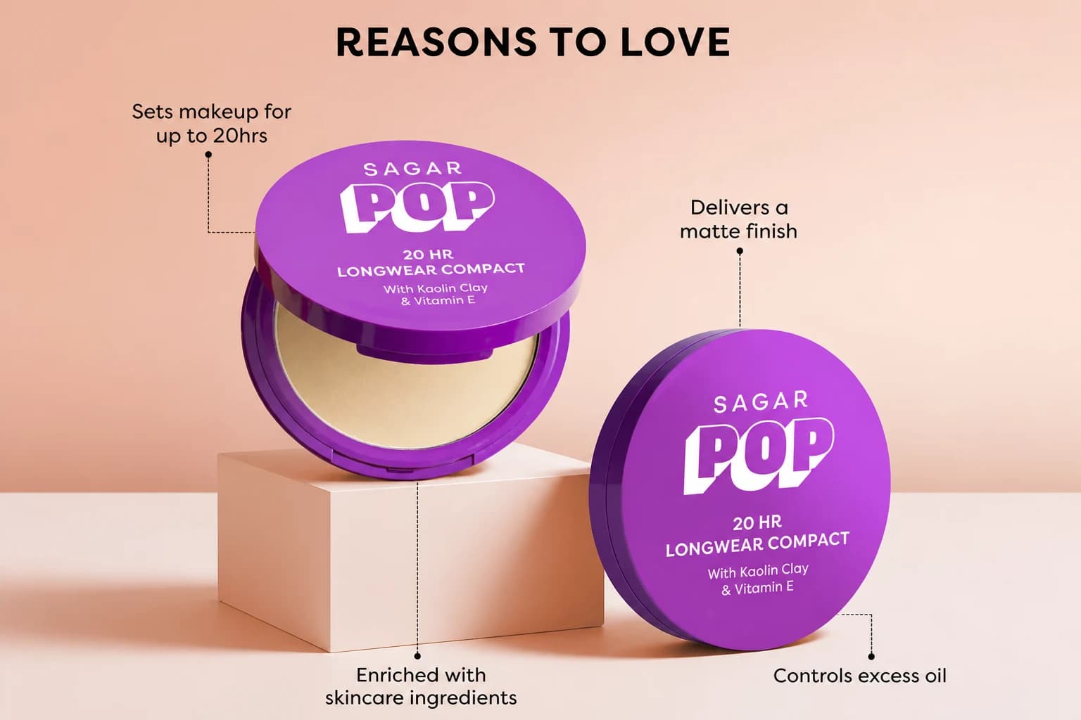 SAGAR POP 20 HR LONGWEAR COMPACT WITH KAOLIN CLAY AND VITAMIN E